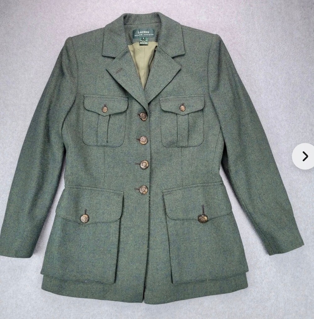 Lauren Ralph Lauren Wool Jacket Olive 2 Petite